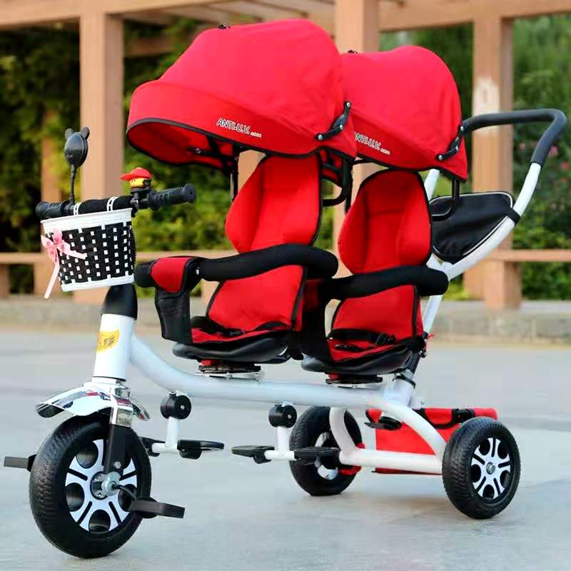 Kids tricycle with canopy for twins